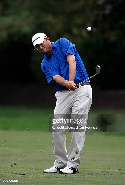 Blake Adams chips on the 9th hole during the third round of the Albertson's Boise Open at Hillcrest Country Club on September 18, 2009 in Boise,...