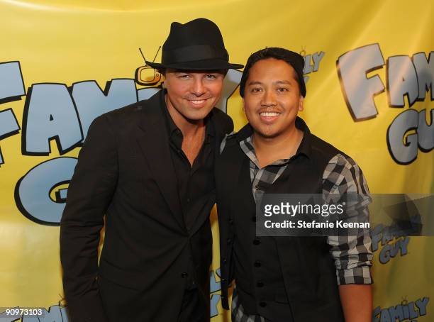 Seth MacFarlane of Family Guy and Rembrandt Flores are seen at Family Guy's Pre-Emmy Celebration at Avalon on September 18, 2009 in Hollywood,...