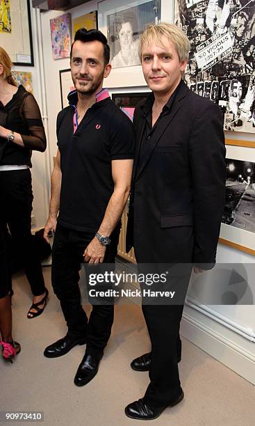 Kinder Aggugini and Nick Rhodes attend the opening of the Kinder Aggugini & Camilla Lowther Flash Boutique during London Fashion Week Spring/Summer...