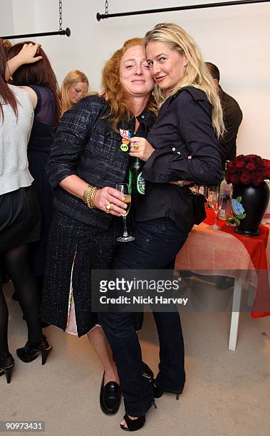 Camilla Lowther and Angie Kurdash attend the opening of the Kinder Aggugini & Camilla Lowther Flash Boutique during London Fashion Week Spring/Summer...