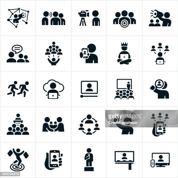 influencer marketing icons - tv audience stock illustrations