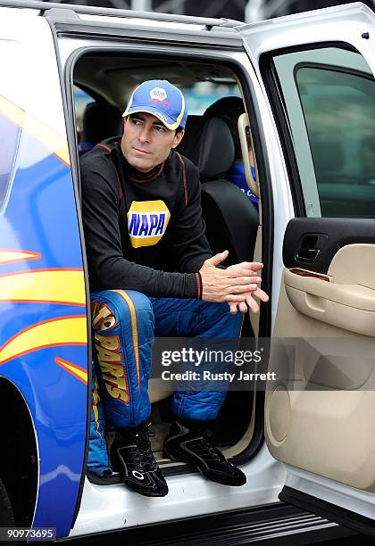 Ron Capps, driver of the NAPA funny car prepares to drive during qualifying for the NHRA Carolinas Nationals on September 19, 2009 at Zmax Dragway in...