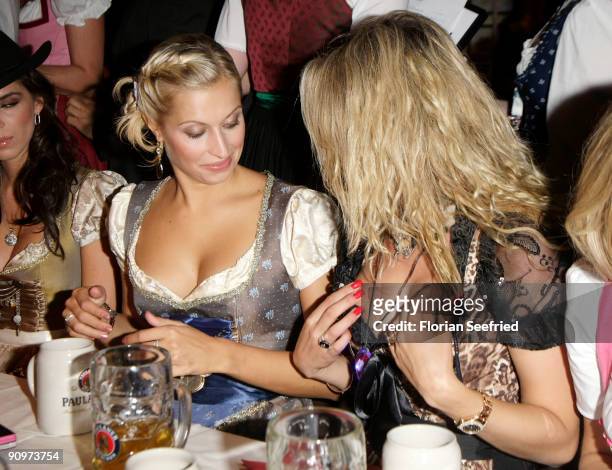 Verena Kerth and guest attend the Oktoberfest 2009 opening at Kaefer Schaenke at the Theresienwiese on September 19, 2009 in Munich, Germany....