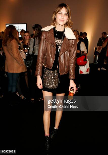 Alexa Chung attends the PPQ show at London Fashion Week Spring/Summer 2010 fashion show at Somerset House on September 19, 2009 in London, United...