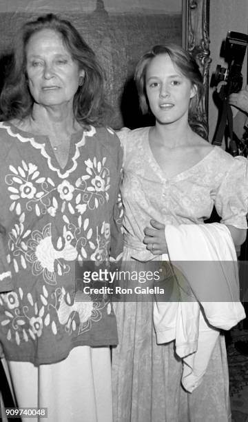 Mary Stuart Masterson and Colleen Dewhurst attend Nuclear Disarmament Benefit on May 11, 1987 at the National Arts Club in New York City.