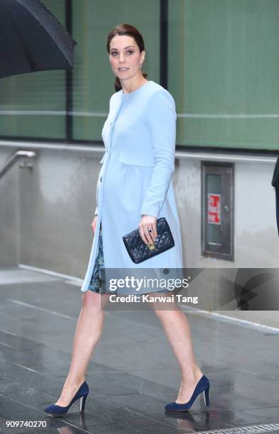 Catherine, Duchess of Cambridge visits the Maurice Wohl Clinical Neuroscience Institute at Kings College on January 24, 2018 in London, England.