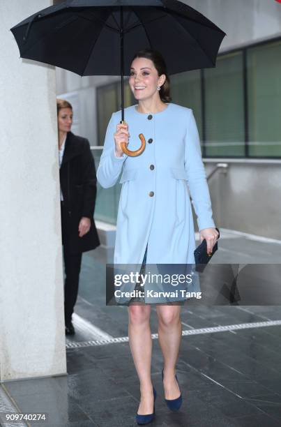 Catherine, Duchess of Cambridge visits the Maurice Wohl Clinical Neuroscience Institute at Kings College on January 24, 2018 in London, England.