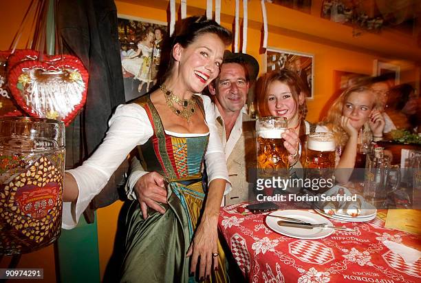 Lisa Seitz and husband Max Tidof and daughter Lucy Seitz attend the Oktoberfest 2009 opening at Hippodrom at the Theresienwiese on September 19, 2009...