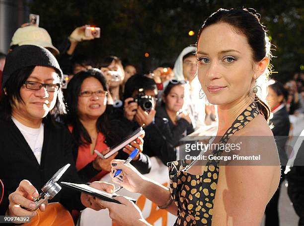 Actress Emily Blunt attends the "The Young Victoria" Premiere held at Roy Thomson Hall during the 2009 Toronto International Film Festival on...