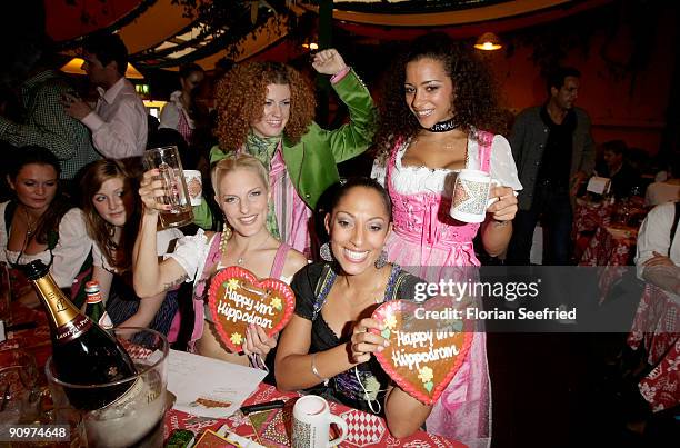 Lucy Diakowska, Jessica Wahls, Nadja Benaissa and Sandy Moelling of the band No Angels attend the Oktoberfest 2009 opening at Hippodrom at the...