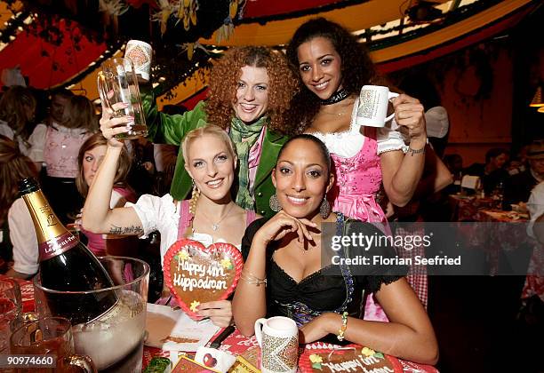 Lucy Diakowska, Jessica Wahls, Nadja Benaissa and Sandy Moelling of the band No Angels attend the Oktoberfest 2009 opening at Hippodrom at the...