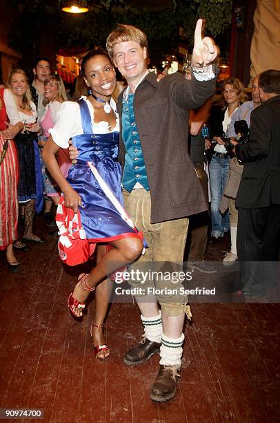 Florian Simbeck and wife Stephanie Steward attend the Oktoberfest 2009 opening at Hippodrom at the Theresienwiese on September 19, 2009 in Munich,...