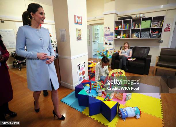 Catherine, Duchess of Cambridge visits the Mother and Baby unit at the Bethlem Royal Hospital on January 24, 2018 in London, England.