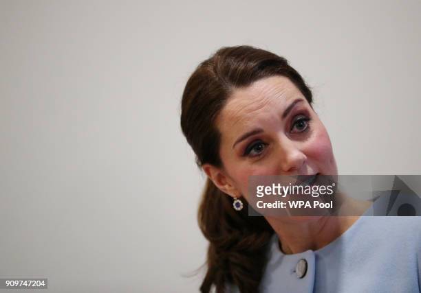 Catherine, Duchess of Cambridge visits the Mother and Baby unit at the Bethlem Royal Hospital on January 24, 2018 in London, England.