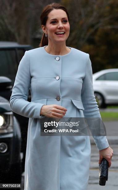 Catherine, Duchess of Cambridge arrives at the Mother and Baby unit at the Bethlem Royal Hospital on January 24, 2018 in London, England.