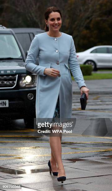 Catherine, Duchess of Cambridge arrives at the Mother and Baby unit at the Bethlem Royal Hospital on January 24, 2018 in London, England.