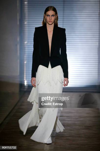 Model walks the runway during the Givenchy Spring Summer 2018 show as part of Paris Fashion Week on January 23, 2018 in Paris, France.