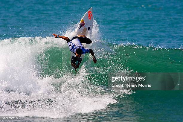 Michel Bourez goes vertical during the quarter finals of the Hurley Pro on September 19, 2009 at Lower Trestles in San Clemente, California.