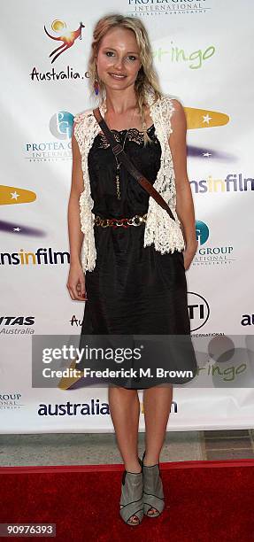 Actress Amber Clayton attends the Australians in Film pre-Emmy party at the Australian Consular General's residence on September 19, 2009 in...