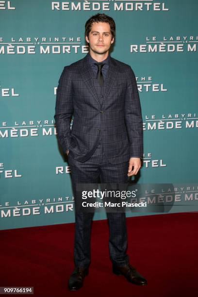 Actor Dylan O'Brien attends the 'Maze Runner: The Death Cure' Premiere at Le Grand Rex on January 24, 2018 in Paris, France.