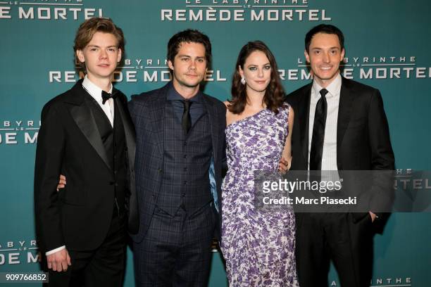 Actors Thomas Brodie-Sangster, Kaya Scodelario, Dylan O'Brien and director Wes Ball attend the 'Maze Runner: The Death Cure' Premiere at Le Grand Rex...