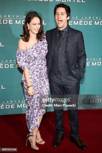 Actors Dylan O'Brien and Kaya Scodelario attend the 'Maze Runner: The Death Cure' Premiere at Le Grand Rex on January 24, 2018 in Paris, France.