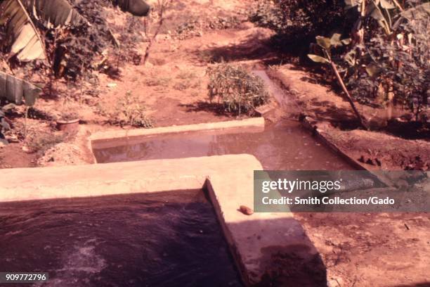 Photograph of an irrigation well with accumulated standing water, potential breeding ground for vector-borne diseases, in a field in Northern India,...