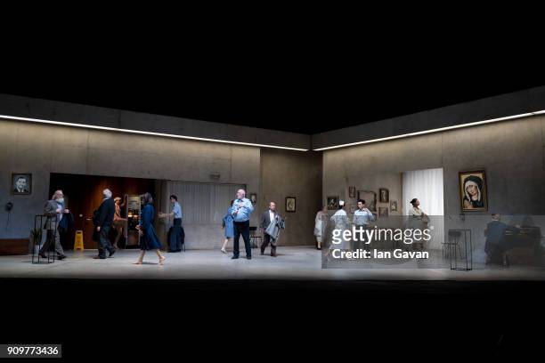 Performers on stage during the Peeping Tom: 'Mother' dress rehearsal at Barbican Centre on January 24, 2018 in London, England.