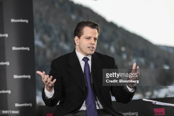 Anthony Scaramucci, former director of communications for the White House and founder of SkyBridge Capital II LLC, gestures while speaking during a...