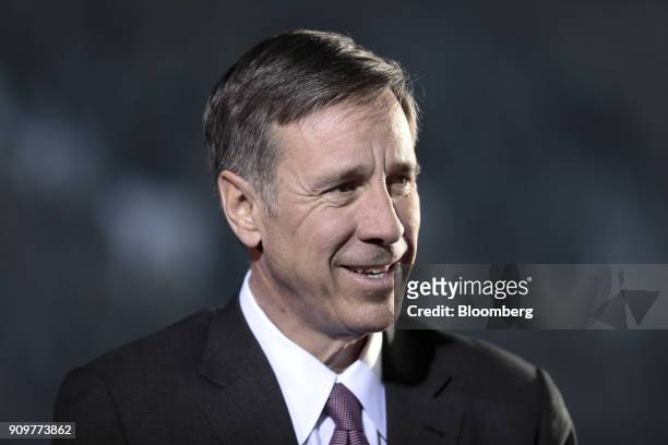 Arne Sorenson, chief executive officer of Marriott International Inc., speaks during a Bloomberg Television interview on day two of the World...