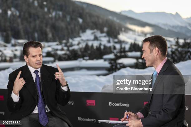 Anthony Scaramucci, former director of communications for the White House and founder of SkyBridge Capital II LLC, gestures while speaking during a...