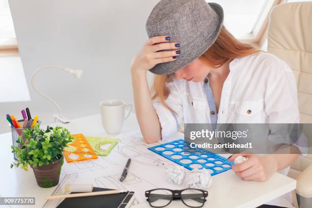young designer with problems - car blueprint stock pictures, royalty-free photos & images