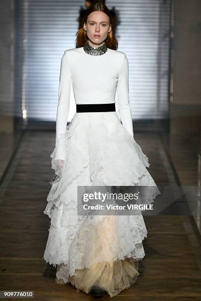 Model walks the runway during the Givenchy Haute Couture Spring Summer 2018 show as part of Paris Fashion Week on January 23, 2018 in Paris, France.