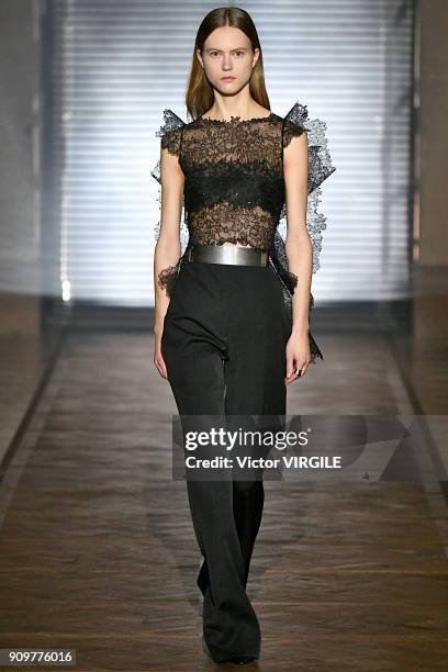 Model walks the runway during the Givenchy Haute Couture Spring Summer 2018 show as part of Paris Fashion Week on January 23, 2018 in Paris, France.