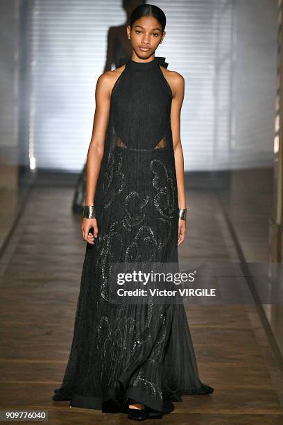 Model walks the runway during the Givenchy Haute Couture Spring Summer 2018 show as part of Paris Fashion Week on January 23, 2018 in Paris, France.