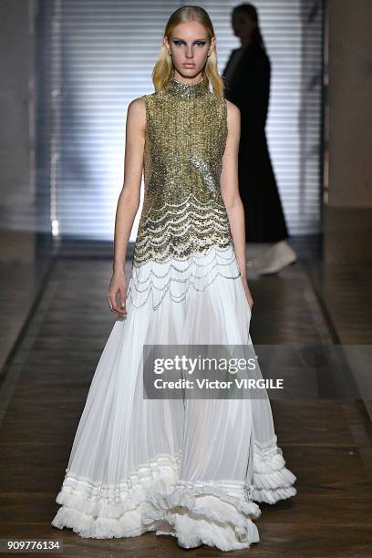 Model walks the runway during the Givenchy Haute Couture Spring Summer 2018 show as part of Paris Fashion Week on January 23, 2018 in Paris, France.