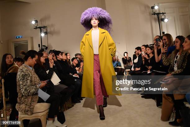 Model walks the runway during the Valentino Spring Summer 2018 show as part of Paris Fashion Week on January 24, 2018 in Paris, France.