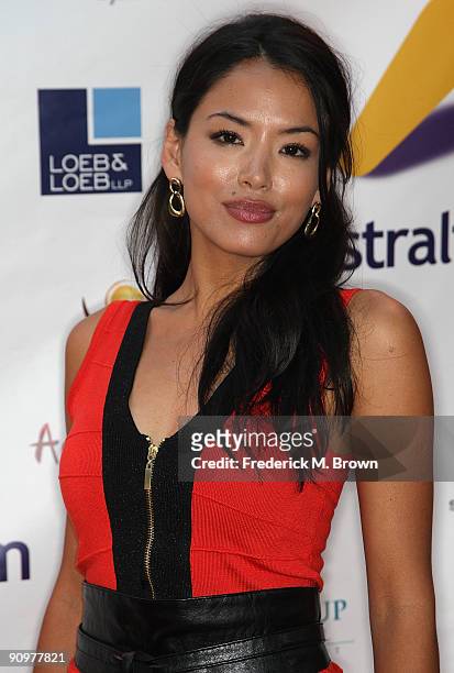 Actress Stephanie Jacobsen attends the Australians in Film pre-Emmy party at the Australian Consular General's residence on September 19, 2009 in...