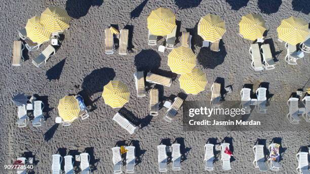 aerial view of summer sea beach - south of france stockfoto's en -beelden