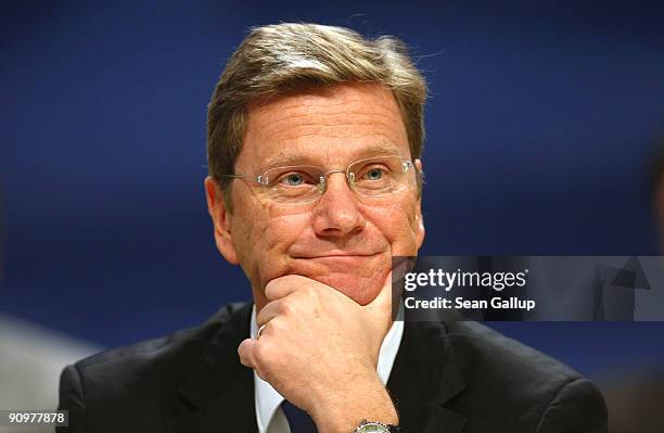 Guido Westerwelle, Chairman and lead-candidate of the business-oriented German Free Democrats political party, attends an extraordinary congress of...