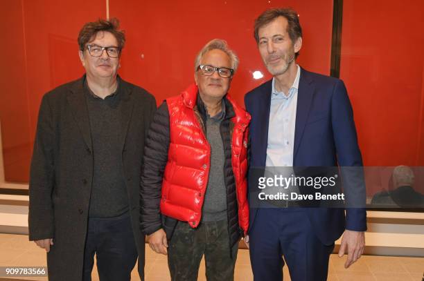Mark Wallinger, Anish Kapoor and Ralph Rugoff, director of The Hayward Gallery, attend the re-opening of The Hayward Gallery featuring the first...