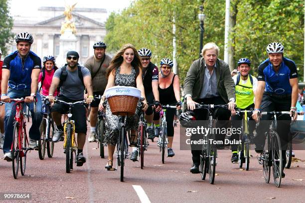 Olympic triple Gold medallist Sir Chris Hoy joins Mayor of London Boris Johnson, actress & model Kelly Brook, Skyride ambassador & TV personality...