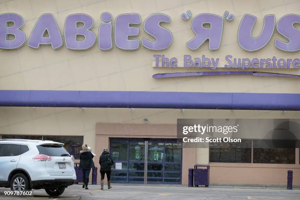 Customers shop at a Babies "R" Us store on January 24, 2018 in Chicago, Illinois. The store is one of more than 180 stores that the parent company,...