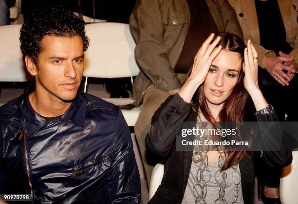 Actress Paz Vega and her husband Orson Salazar attends the Hannibal Laguna show during Cibeles Madrid Fashion Week Spring/Summer 2010 at Pasarela...