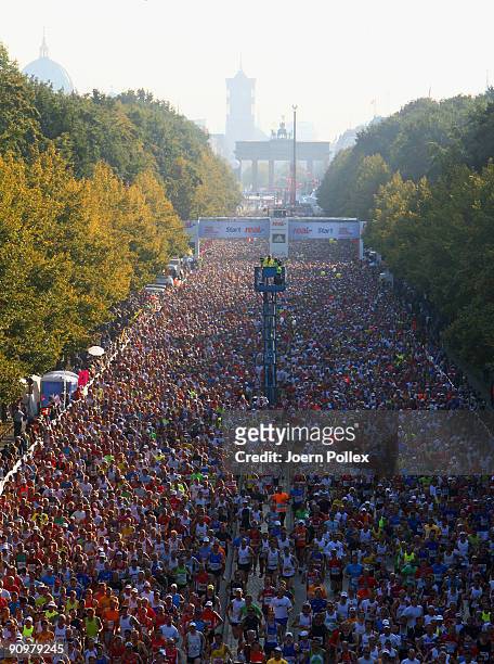 Athletes compete the 36th Berlin Marathon on September 20, 2009 in Berlin, Germany. More than 40,000 runners compete in this annual race in the...