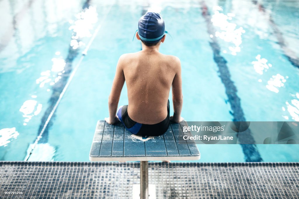 Boy In Pool for Swim Practice