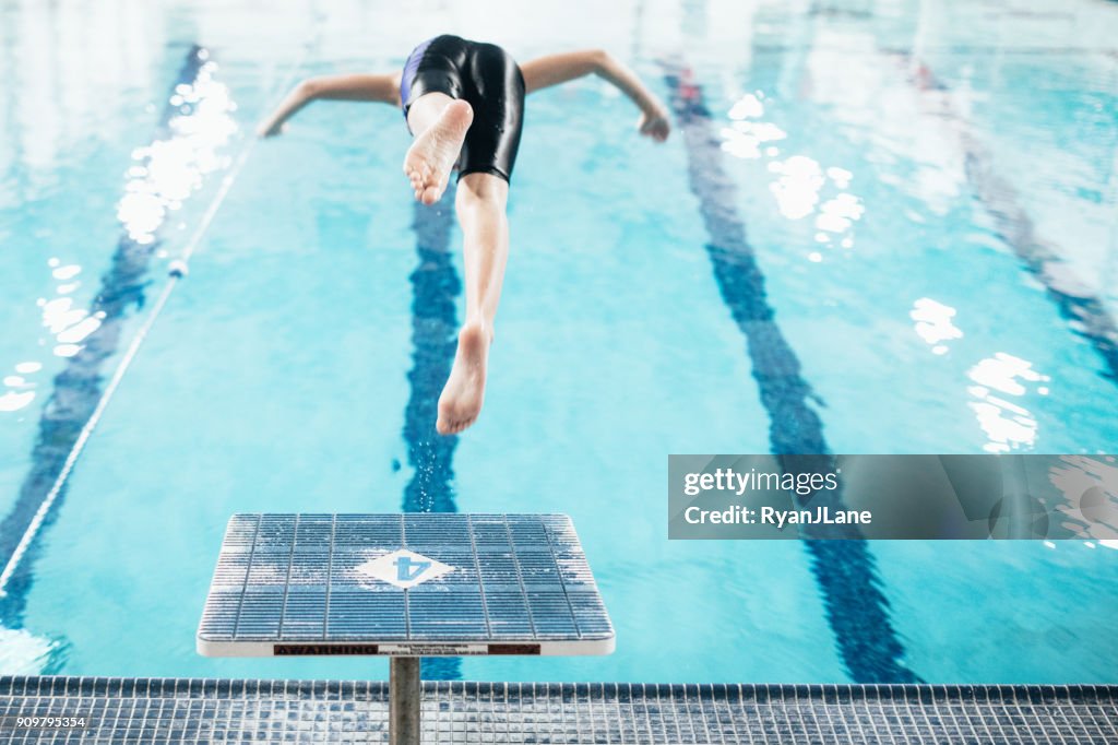Boy In Pool for Swim Practice
