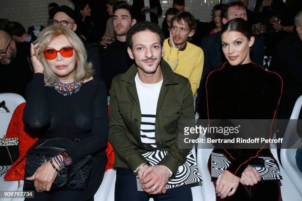Amanda Lear, Vincent Dedienne and Miss France 2016 and Miss Univers 2016, Iris Mittenaere attend the Jean-Paul Gaultier Haute Couture Spring Summer...