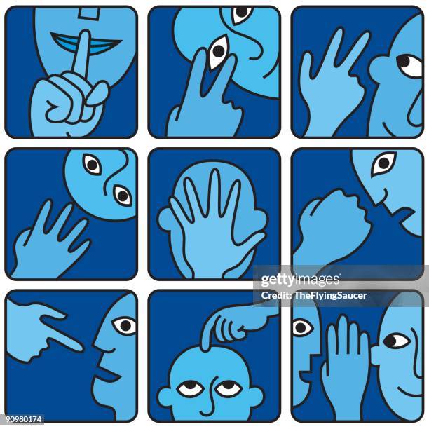 heads and hands - scratching face stock illustrations