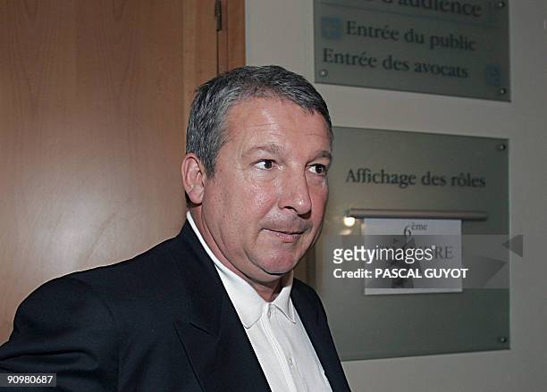 Picture of former Marseille coach, Roland Courbis, taken on March 14, 2006 in Marseille's court after a hearing against him on charges of suspicious...
